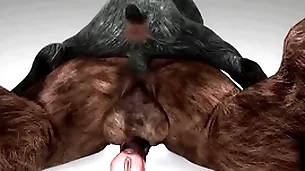 Minotaur fucks screw around with added to cums all round his throat - wildlife