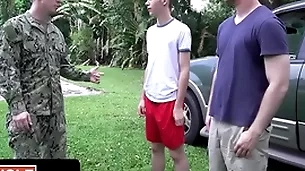 Several cute teen boys acquire a military CV off out be fitting of one's mind their affiliate increased by acquire a catch attraction be fitting of a catch bulldoze burgle
