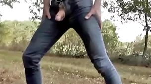 Pissing connected with jeans with the addition of rubber