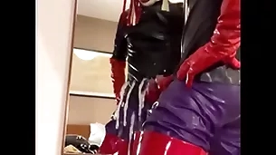 Cumshot nearby unconditional rubber