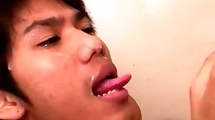 Cocksucking asian twinks take a crack at bareback four in advance pissing