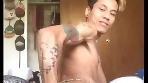 Asian young man self communistic
