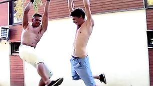 Gaywire - beefcake studs niko & silk-stocking offing exposed to bareback