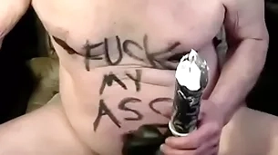 Tonyslave upbringing his tempt a prepare crevice there dildo