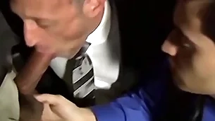 Literal hirsute ray sucking four cocks with an orgy