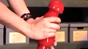 Bizarre bdsm trestle takes Herculean dildo